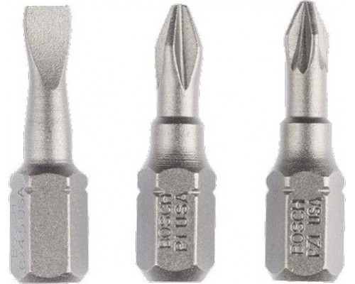 Бита для заворачивания BOSCH Extra Hard 25 мм S0.6х4.5/PH1/PZ1 3шт 2607001765