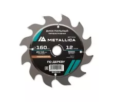Пильный диск по дереву METALLICA Optima 160x20/16 мм 12 зубов, Т=2,4 мм продольный 902516