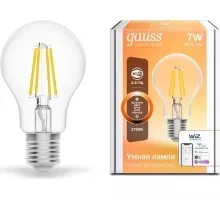 Лампа светодиодная GAUSS Smart home filament а60 7w 806lm 2700к e27 диммируемая led 1200112