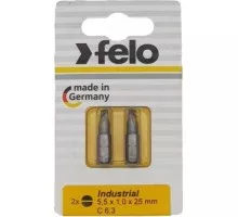Бита для заворачивания FELO 02052036 плоская шлицевая 5,5x1x25, серия industrial, 2шт