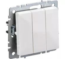 Выключатель трехклавишный IEK BRITE ВС10-3-0-БрБ 10А белый BR-V30-0-10-K01