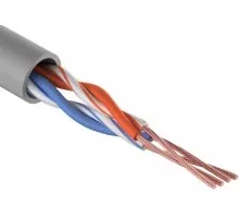 Кабель REXANT U/UTP, CAT 5e, PVC 2х2х(0,16х7) мм, внутр., многожильный, серый 01-0026