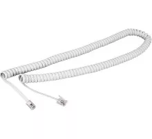 Шнур для телефонной трубки REXANT 18-2041 витой RJ-10 (4P-4C), 4м, белый