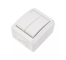 Выключатель Kranz KR-78-0832 двухклавишный INDUSTRIAL IP54, о/у, белый