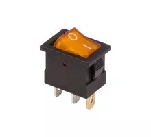 Выключатель клавишный REXANT 12V 15А (3с) ON-OFF ( уп.10 штук ) желтый с подсветкой Mini (RWB-206-1, SC-768) 36-2172