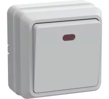 Выключатель одноклавишный IEK Октава ВС20-1-1-ОБ 10А IP20 с индикацией, белый EVO11-K01-10-DC