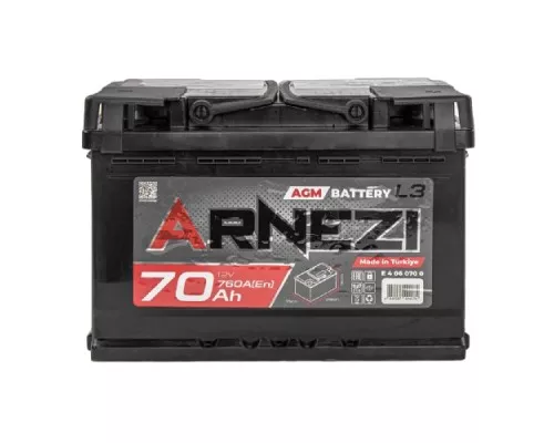 Аккумулятор ARNEZI AGM Start-stop 70 А/ч обратная R(+) 278x175x190 L3 EN 760 А E4060700