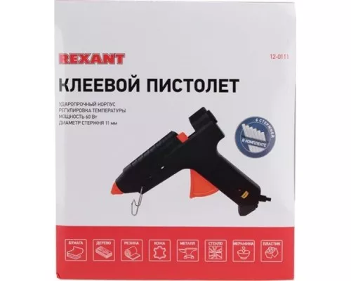 Пистолет термоклеевой сетевой REXANT 12-0111 с регулировкой температуры, кейс