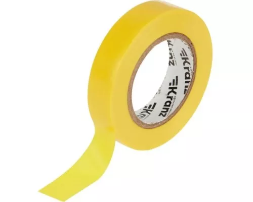 Изолента KRANZ KR-09-2602 ПВХ 15 мм х20 м, желтая
