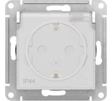 Розетка Systeme Electric AtlasDesign Aqua 1-м 16а с заземл. защ. шторки с крышкой, белая ATN440146