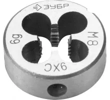 Плашка ЗУБР круглая ручная м8x1мм, сталь 9хс 4-28022-08-1.0