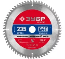 Пильный диск по алюминию ЗУБР Универсальный рез 235x32/30мм 64т 36916-235-32-64_z01