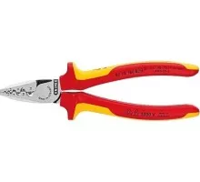 Клещи электромонтажные диэлектрические KNIPEX 9778180SB 180 мм для обжима гильз, 2к рукоятки KN-9778180SB