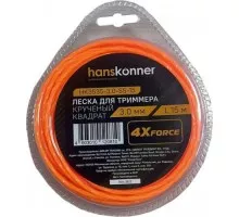 Леска триммерная HANSKONNER HK3535-3.0-SS-15 для d=3.0мм, l=15 м, круч. квадрат