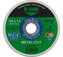 Отрезной круг по металлу D.BOR 125x1,6x22,2 мм A60T-BF, F41 METAL-CUT D-F41-MC-125-16-22