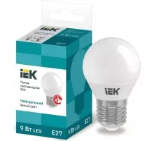 Лампа светодиодная IEK G45 9Вт 4000К Е27 Шар LLE-G45-9-230-40-E27