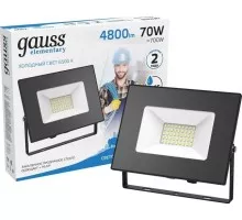 Прожектор GAUSS Elementary 70w 7200lm 6500к 175-265v ip65 черный led 613100370