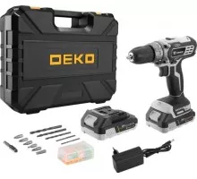 Дрель-шуруповерт аккумуляторная DEKO DKCD20 Black Edition set 3 в кейсе + набор 63 пр. 063-4050