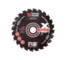 Пильный диск по дереву WOODWORK 210x2,4/1,6x30 Z=24 A=18 29.210.24
