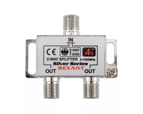 Делитель REXANT 05-6101 ТВх2 под F-разъем, 5-1000МГц, Silver Делитель REXANT 05-6101 ТВх2 под F-разъем, 5-1000МГц, Silver