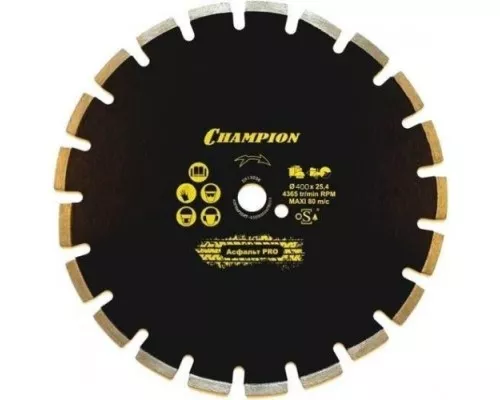 Алмазный диск для резки асфальта CHAMPION Asphafight PRO 400 по бетону,свежий бетон,мягкие блоки) [C1600]
