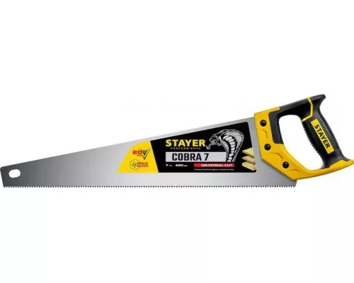 Ножовка по дереву STAYER Cobra 7 универсальная (пила) 450 мм, 7 tpi, универс. зуб, [1510-45_z02]