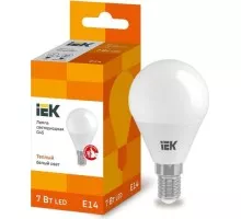 Лампа светодиодная IEK G45 7Вт 3000К Е14 Шар LLE-G45-7-230-30-E14