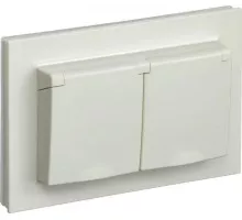 Розетка IEK BRITE РСбш12-3-44 16а 2-м ip44 с крышкой беж. BR-R26-16-44-K10-F