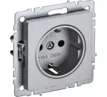 Розетка IEK BRITE РС11-1-0 16а без защ. шторки алюм. BR-R11-16-K47