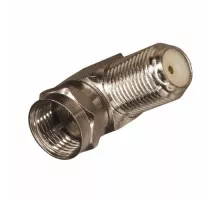 Переходник антенный REXANT 06-0021-A (гнездо F-штекер F) угловой для кабеля RG-6 никель