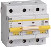 Автоматический выключатель IEK ВА47-100 модульный 3п d 80А 10кА MVA40-3-080-D