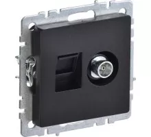 Розетка компьютерная+телевизионная IEK Brite РТВ/РК12-БрЧ RJ45 кат.5E черная BR-AK20-1-K02