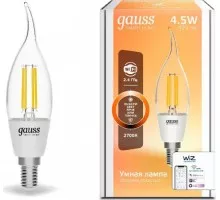 Лампа светодиодная GAUSS Smart home filament сf35 4,5w 495lm 2700к e14 диммируемая led 1260112
