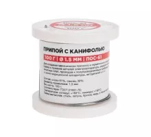 Припой REXANT 09-3172 с канифолью ПОС-61, 100г, ø1,5мм, катушка