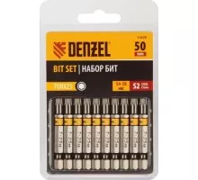 Набор бит Denzel TORX 25х50 сталь s2, шестигранный профиль, 10 шт. 11670