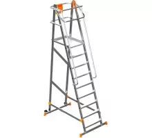 Лестница с платформой Sarayli 9 ступеней, складная, на колесах 8108
