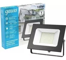 Прожектор GAUSS Elementary 100w 7200lm 6500к 175-265v ip65 черный led 613100100P