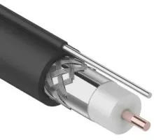 Кабель REXANT RG-11U (75 Oм), CCS/Al/Al (1,63/Al/96х0,12мм) 83% + трос 01-3021