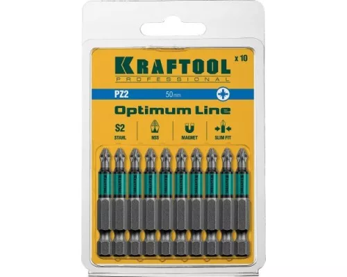 Бита для заворачивания KRAFTOOL Optimum Line PZ2 50 мм, 10 шт. [26124-2-50-10]