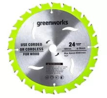 Пильный диск по дереву GREENWORKS 165x1.6x20 мм, 24T 2955707