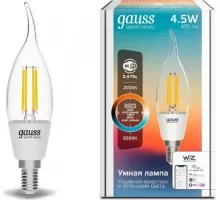 Лампа светодиодная GAUSS Smart home filament сf35 4,5w 495lm 2000-6500к e14 1280112