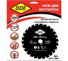 Диск кустореза DDE WOOD CUT твердосплавный (200х25,4/20 мм; 40 зубьев) 241-406