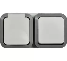 Блок выключатель-розетка IEK TORS ОП + горизонт. 16A IP55 TS242 бел.  TS-G10-6-55-V-K41