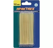 Стержень клеевой ПРАКТИКА 7х100 мм желтый, прозрачный, 12шт 641-626