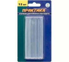 Стержень клеевой ПРАКТИКА  белый, прозрачный, 7х100 мм, 12шт. 641-572