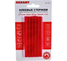 Стержни клеевые REXANT красные 7x100 мм, 6 шт. 09-1019