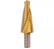 Сверло ступенчатое по металлу Профоснастка № 3317 HSS-G M2 TIN 10-20мм, 11 ступ. хв. 10 мм 30106017