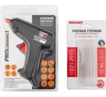 Пистолет термоклеевой сетевой REXANT ПК01 набор для творчества 15вт, стержни 7мм) 12-1701