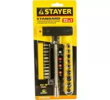 Отвертка с T-образной ручкой STAYER T-Max-20 с насадками, 20 предметов 2540-H20