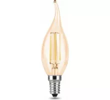 Лампа светодиодная GAUSS Свеча filament на ветру 5w 400lm 2700к е14 golden led 104801005